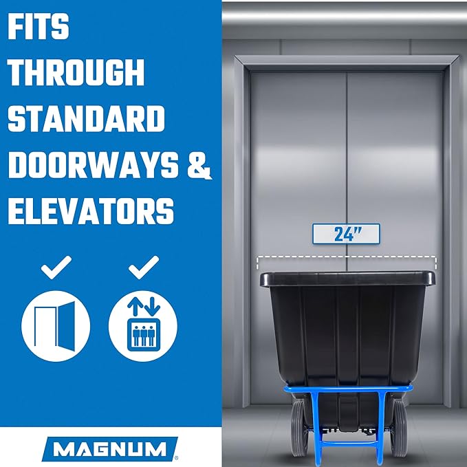 Tilt Truck, 1/2 Cu. Yd. Capacity Dump Cart with Non-Marking 12” Wheels & 5” Casters & Forklift-able Frame for Jobsites, 850 lbs, Trash Cart with Wheels DUC12T-F-NM-04PK (4-Pack)