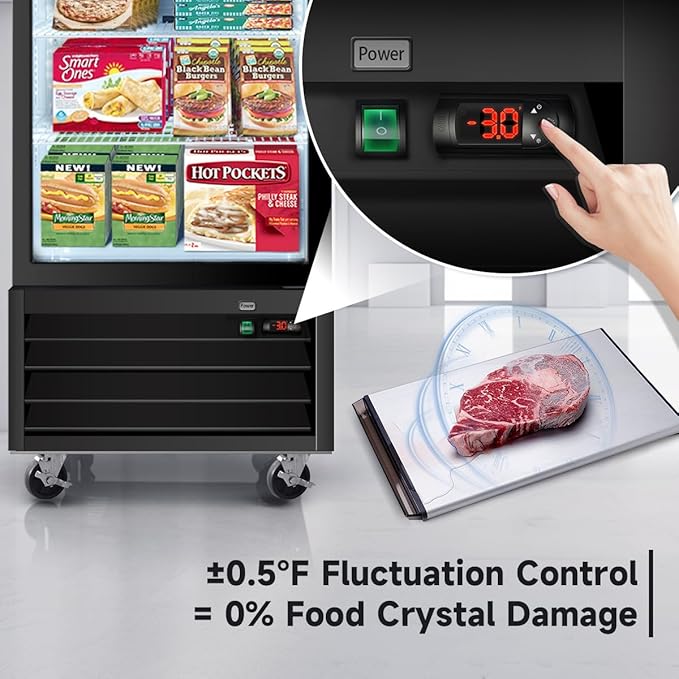 20 Cu.Ft Single Door Commercial Upright Display Freezer Merchandiser —Glass Doors With ETL Certified, -8 to -1℉,Auto Defrost, Heated Door Frame, LED Lighting, for Cafes, Restaurants, Stores.