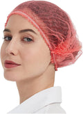 ProtectX Disposable Bouffant (Hair Net) Caps Hair Head Cover Nets 21” (Red 100 pack)