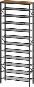 12 Tier Shoe Rack, Large Capacity Shoe Storage Organizer Holds 48 Pairs, Sturdy and Stable, for Entryway, Hallway, Closet, Dorm Room, Rustic Brown SS12BR