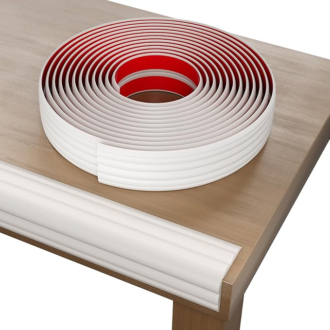 Wall Corner Protector & Edge Guard，Peel and Stick Wall Trim Moulding Inside & Outside Corner Molding Trim Caulk Strip, Self Adhesive Trim for Wall Edge,Ceiling,Countertop, 1.6” W x40’ L, White