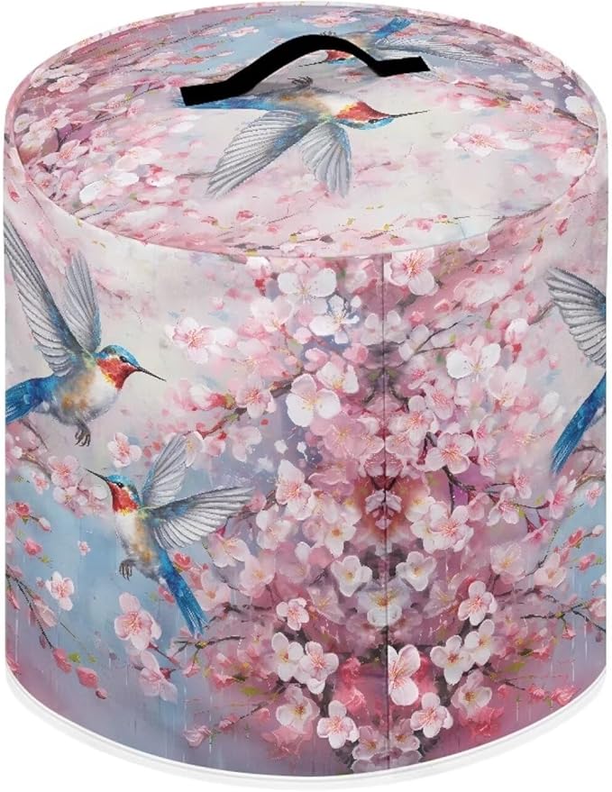 TODIYADDU Birds Cherry Blossoms Dust Cover for Electric Pressure Cooker Waterproof Air Fryer Cover Dust Cover with Storage Pocket and Handle Portable Instant Pot 8 Quart Pressure Cooker Cover Gifts