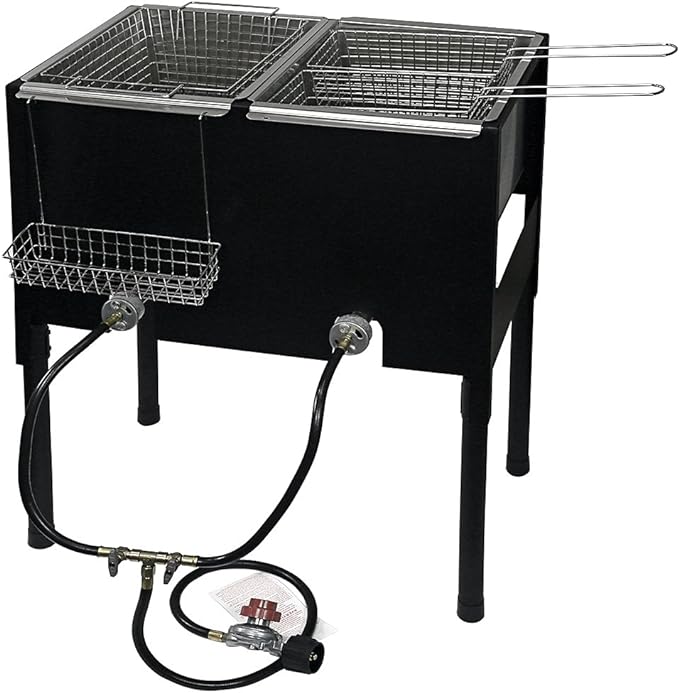Barton Double Deep Fryer Outdoor High Pressure Free Standing Dual Burner Propane