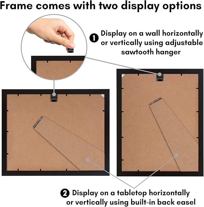 Americanflat 9x12 Picture Frame with Shatter-Resistant Glass - Use as 6x8 Frame with Mat or Display 9x12 Photo Without Mat - Signature Collection - Picture Frames for Tabletop and Wall Display - Black