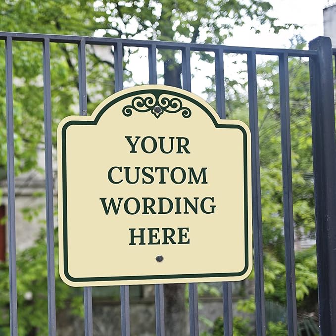 Custom Decorative Sign, Personalized Metal Sign for Business, Driveway, Home, Airbnb, Office Door Plaque, Ivory Sign, 18x18 Inches, ACM, Fade Resistant, Made in USA by Sigo Signs