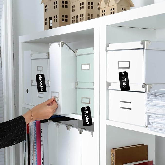 200 Pieces 4 3/4" x 2 3/8" Black Hang Tags with String Attached Heavy Duty Tags with Wires Shipping Label Tags Inventory Tags Garage Sale Tags for Retail Storage Gift Equipment Garage Parts(Black)