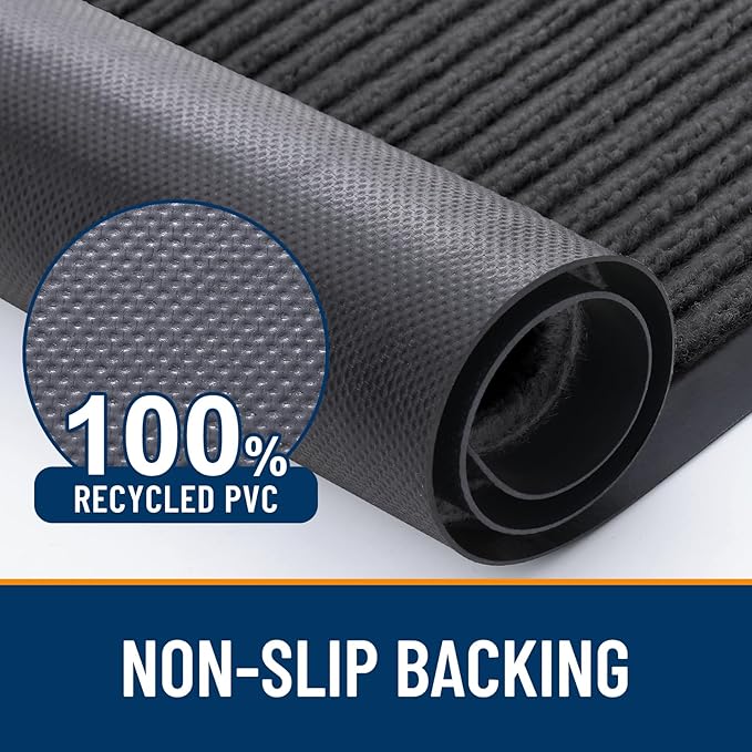 OLANLY Front Door Mat Indoor Outdoor Entrance, Waterproof Heavy Duty Doormat, Fade Resistant, Low Profile, Easy Clean Patio Porch Welcome Floor Mats for Entry, 35x30, Charcoal Grey