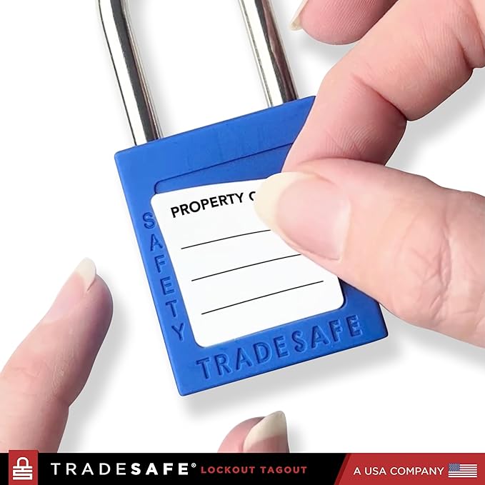 TRADESAFE Lockout Tagout Locks Label, Lock Out Tag Out Padlock Labels in English, Spanish, French, Danger Locked Out, Do Not Remove Loto Locks Stickers