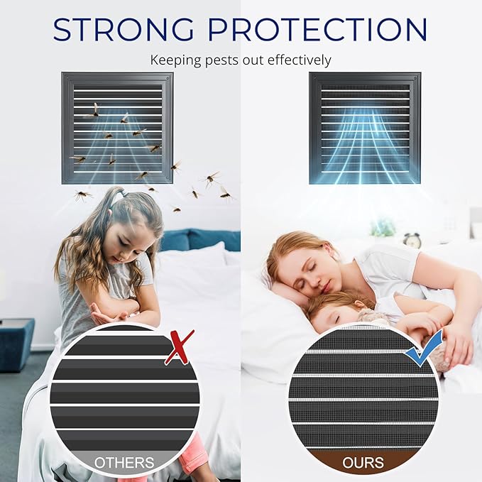 16" X 16" Gable Vent Aluminum Gable Vents for Houses Attic Vent Shed Vents Cover Exterior with Screen Mesh Alloy Wall Vent Ventilation for Home Garage Attic Ceiling - Vent Opening: 14" x 14" Black