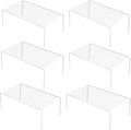 iPEGTOP Set of 6 Large (15.7 x 9.4 Inch) Kitchen Cabinet Organizer Shelf, Wire Freezer Storage Shelves Rack, Rustproof Steel Metal Shelf Riser for Dish Plates Pantry Cupboard Organization, White