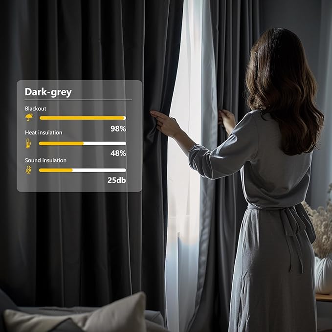 Room Divider Blackout Curtain Track Curtains Wall Dividers Panels Screen for Living Rooms Bedroom Office Privacy Partition Separation, W100 × L96 Inch,1 Panel, Grey