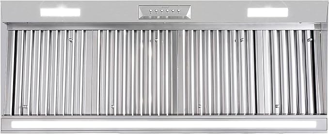 Akicon Range Hood Insert 48 Inch with Heater Sensor, 1200 CFM Bulit-in Kitchen Vent Hood with 4 Speeds, Ultra-Quiet Duct Stove Hood 3CCT LED Lights and Dishwasher Safe Filters