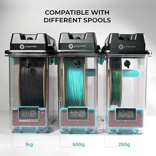 Polymaker 3D Printing Filament Storage Box 4-Pack - PolyDryer Box x4 for Continuous Filament Sealing and Protection, 3D Printer Filament Holder Compatible with PA Nylon, PLA, PVB, PETG, ABS, TPU