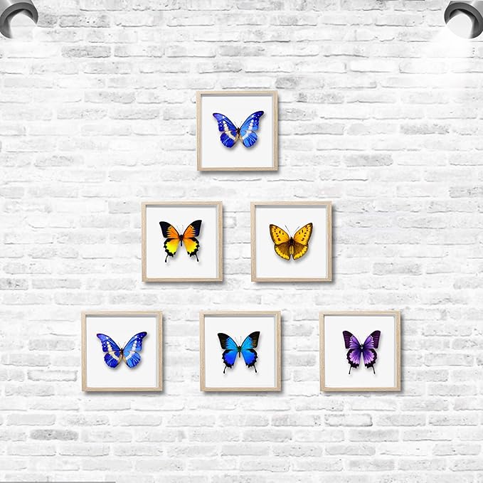 5x5 Small Shadow Box Frame Display Case, Wood with Plexiglass, Display Case Box for Memorabilia, Medal, Crafts,Tickets and Photos, Picture Frame for Wall and Tabletop (5x5, 2pcs-Natural Wood)