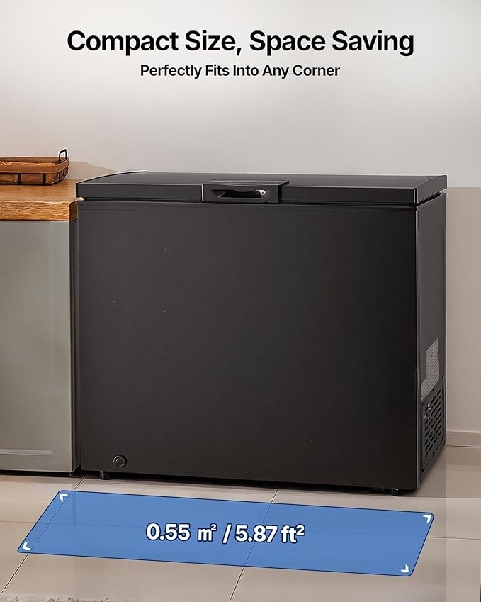 VEVOR Chest Freezer, 6.7 Cu.ft Compact Deep Freezer, Free Standing Top Open Door Chest Freezers with 2 Removable Baskets & Adjustable Thermostat - Energy Saving, Low Noise & Garage Ready, Black