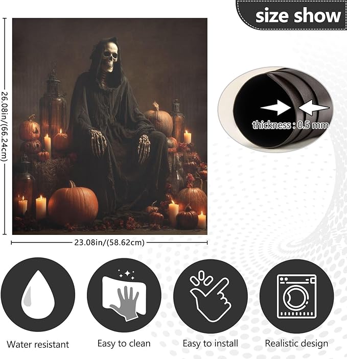 Halloween Pumpkins Skull Black Dishwasher Magnet Cover Front Door Magnetic Dishwasher Cover Decorative Refrigerator Magnet Covers Fridge Panel Decal for Kitchen Home, 23" x 26"