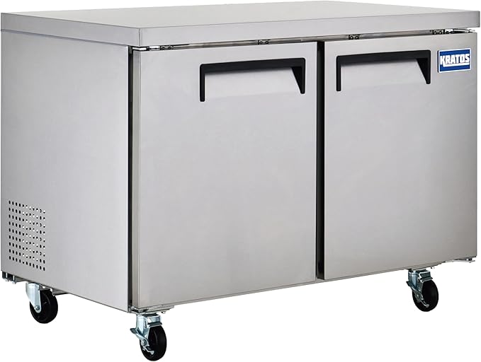 Kratos Commercial Undercounter Freezer, 2 Door 60" Wide All Stainless Steel Freezer for Restaurants, 15 Cubic Ft, 115V (67K-306)