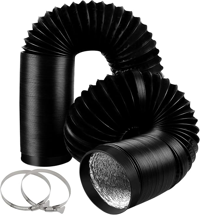 4-Inch Dryer Vent Hose 26FT, Flexible Aluminum Duct with 2 Clamps, Heavy-Duty Four Layer Protection for HVAC Ventilation and Exhaust Black