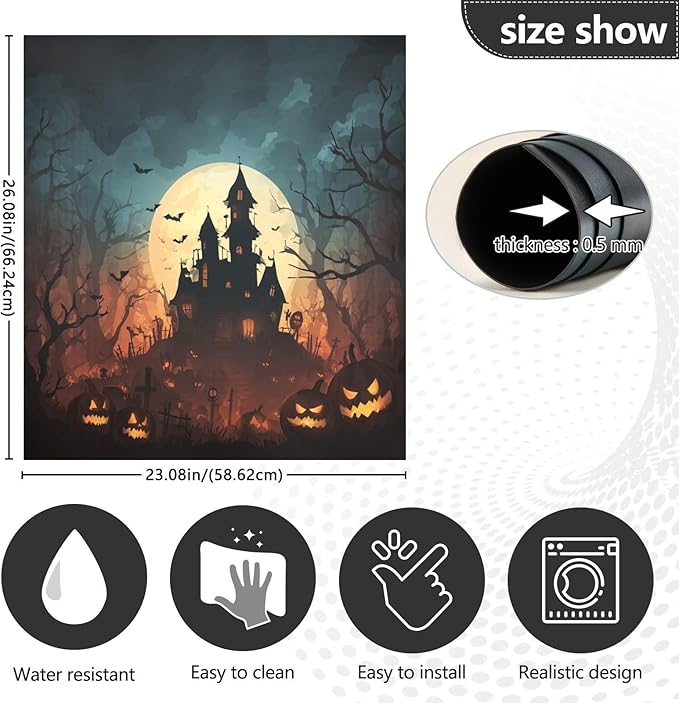 Halloween Pumpkins Orange House Dishwasher Magnet Cover for Front Panel Magnetic Dishwasher Cover Decorative Refrigerator Magnet Covers Dishwashers Magnetic Sticker for Home Kitchen Decor, 23" x 26"
