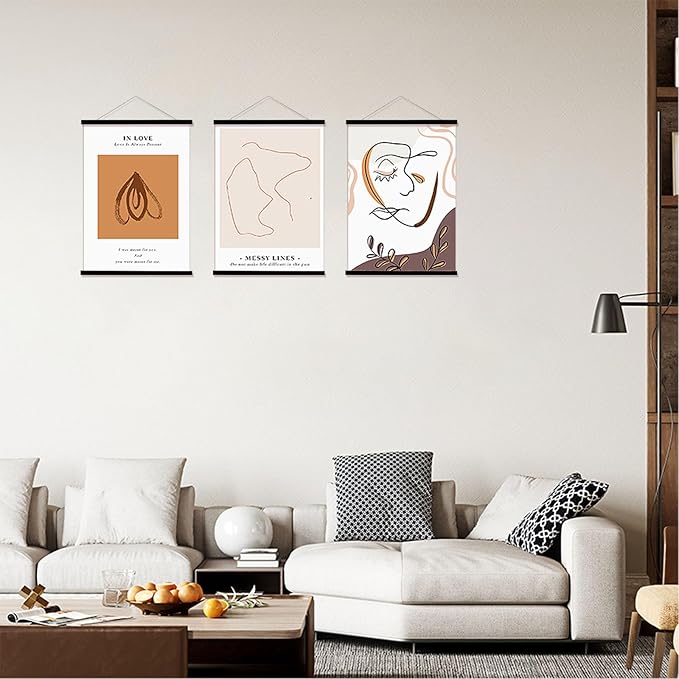 FALAMON 3 Pack Magnetic Poster Hanger Frame, 17x22 17x24 17x11 Magnet Poster Frame for Posters, Prints, Photos, Pictures, Maps, Scrolls, and Canvas Artwork (Black, 17")