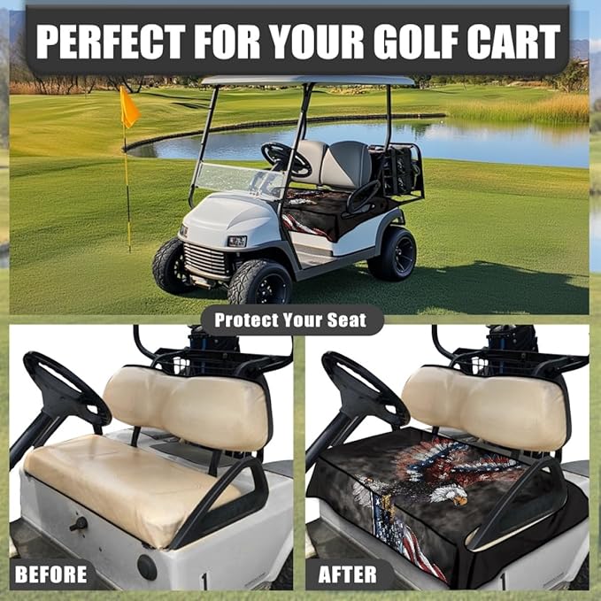 Golf Cart Seat Cover Cushion Designed for All Weather Outdoor Use, Featuring Waterproof Layer and Non-Slip Backing