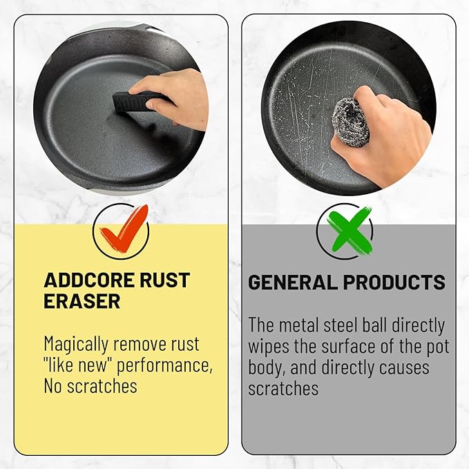 Rust Eraser, Premium Rust Remover for Cast Iron Pans, Knives & Tools, Hard Anodized Cookware and Other Pots, Remove Rust from Any Metallic Surface - 1 Pack