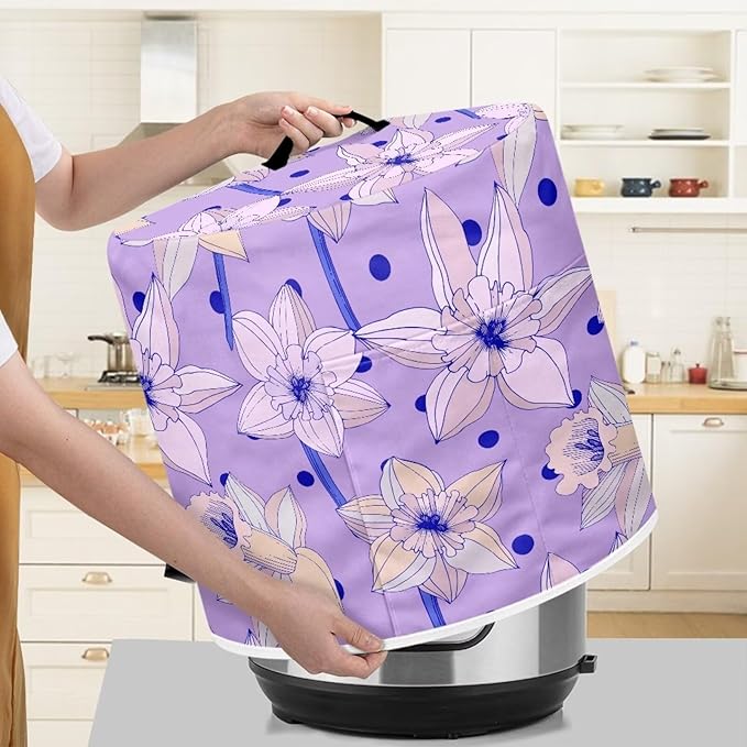Purple Floral Dust Cover Instant Pot Heavy Duty Waterproof Dust Pressure Cooker Cover Case for Instant Pot Pressure Cooker Instant Pot Appliance Covers Pressure Cooker Size L