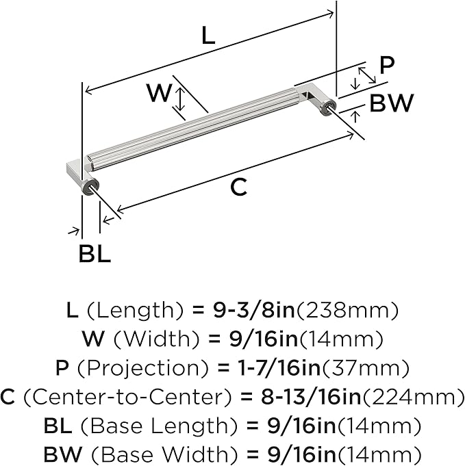 Amerock Ballard 8-13/16 inch (224mm) Center-to-Center Polished Nickel Cabinet Pull, BP37647PN