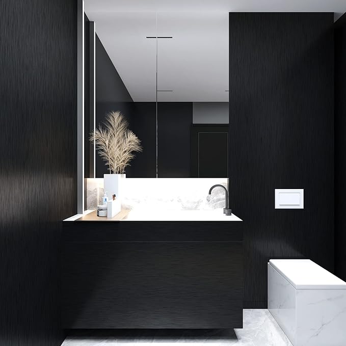 CRE8TIVE Brushed Black Stainless Steel Contact Paper Peel and Stick Thick Metallic Wallpaper Heat Resistant Self Adhesive Black Contact Paper for Kitchen Backsplash Appliances Fridge Covers 12"x354"