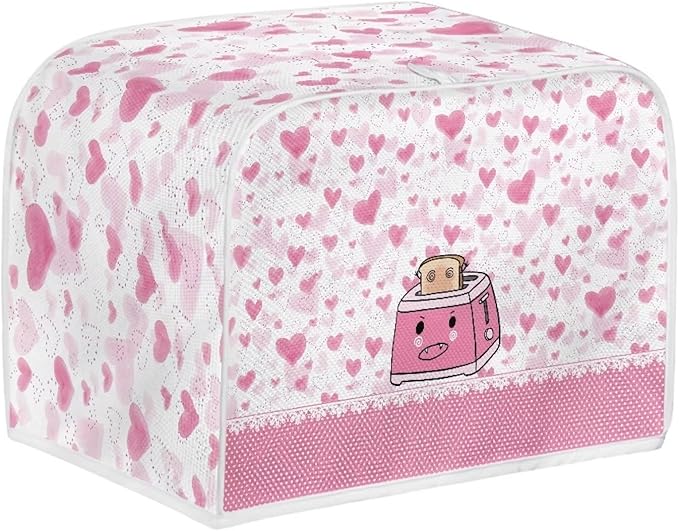 UNICEU Pink Cartoon Toaster - 4 Slice, Quilted, Dust-Proof, Bread Maker Cover, Small Appliance Dust Cover