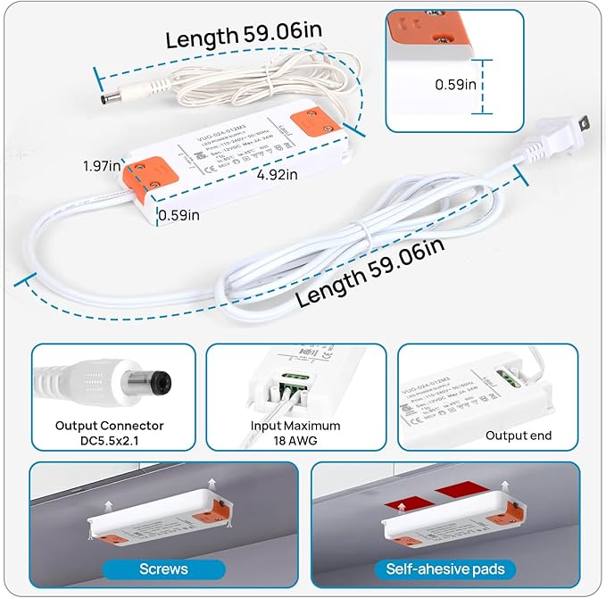 Litever Under Cabinet Lights Plug in. Slim. Super Bright. 21W. Dimmable. 1 Remote Controls Multiple Lighting Kits Synchronously. Perfect for Kitchen Under Cabinets, Over Counter Lights.Daylight 5000K.