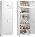 90” Tall Kitchen Pantry Cabinet,Metal Storage Cabinet with Doors and Adjustable Shelves,Modern Kitchen Hutch Cabinets,Freestanding Cupboard for Living Room