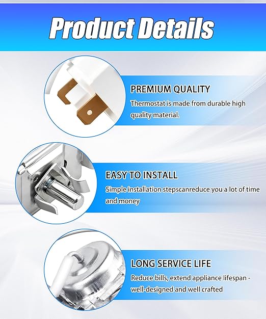 WR09X20002 Refrigerator Temperature Control Thermostat Replacement Parts Fits for GE Refrigerator, Replaces AP5806677 WR09X10027 WR09X10042 WR09X10043 WR09X10109 WR09X10133 etc.