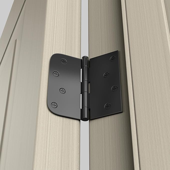 18 Pack goldenwarm 4in Black Door Hinges Interior Door Hinges Black Matte 4 x 4 Inch with Square & Round Corners, Iron Material
