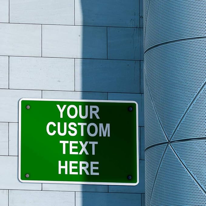 Aluminum Weatherproof Metal Sign Multiple Sizes Custom Personalized Text Here Green White Directions Horizontal Street Signs 24x18Inches