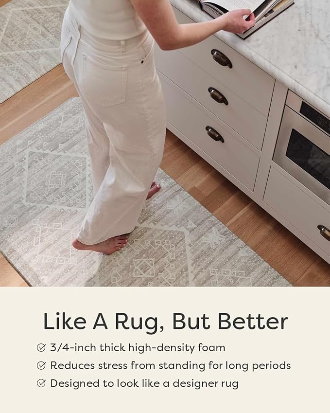 House of Noa Nama Standing Mat – Anti-Fatigue Cushioned Kitchen Mats for Floor | Ergonomic Bounce-Back Foam Kitchen Mats | Anti-Fatigue Mats for Kitchen & Standing | Ula Calico | 30" x 72"