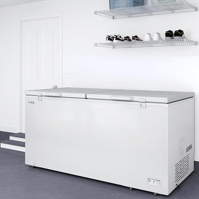 KoolMore KM-SCF-30C 79 in. Commercial Two-Door Chest Freezer, 30 Cu. Ft. in White, ETL Listed