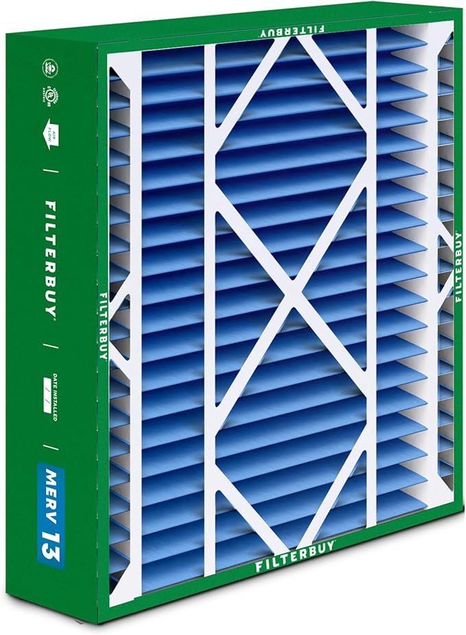 Filterbuy 20x21x5 Air Filter MERV 13 Optimal Smoke & Allergy Defense (2-Pack), Electrostatic Pleated HVAC AC Furnace Filters Replacement for Lennox and Electro-Air (Actual Size: 19.88 x 20.50 x 4.38)