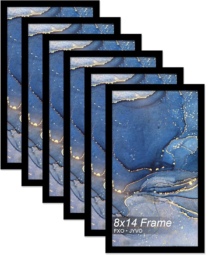 8x14 Picture Frame Set of 6, Black Frame for 8 x 14 Inch Picture Poster Photo, Light Weight and High Transparent 8 by 14 Frame for Wall - 6 Pack/Black/8"x14"