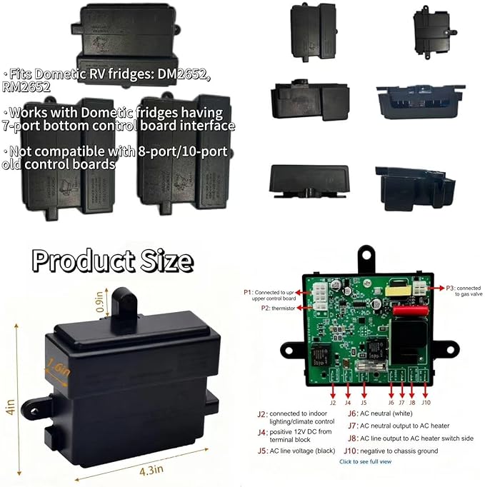 Upgraded 3316348.900 RV Refrigerator Circuit Board - Power Module for Dometic Fridges (7 Bottom Ports, Incompatible with 8/10 Ports Old Models)