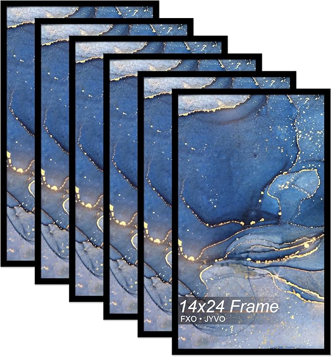 14x24 Poster Frame Set of 6, Black Frame for 14 x 24 Inch Picture Poster Photo, Light Weight and High Transparent 14 by 24 Frame for Wall - 6 Pack/Black/14 x24