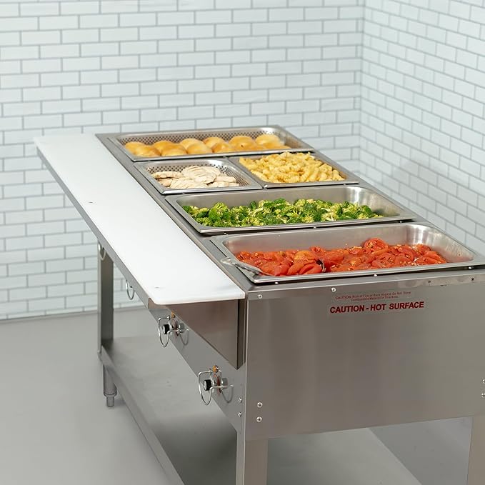 Kratos Commercial Electric Steam Table, 4 Well Stationary Hot Food Table, NSF Certified Food Warmer, 120V, 2000W (28W-111)