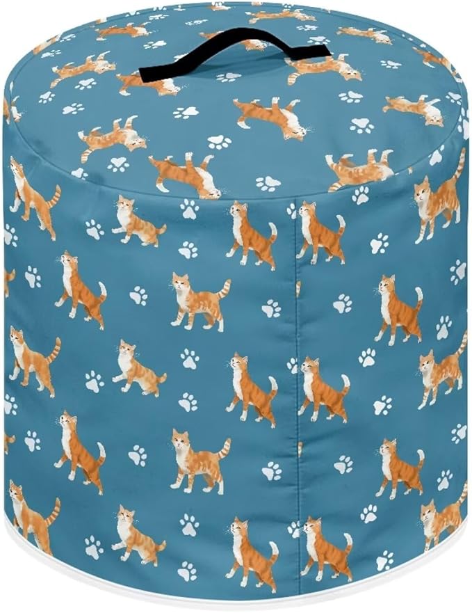 Pressure Cooker Cover for Women,Orange Cat Insulated Rice Cooker Cover with Easy to Clean Lining Waterproof Dust Cover with Pockets for Instant Pot 8 Quart Appliance Cover