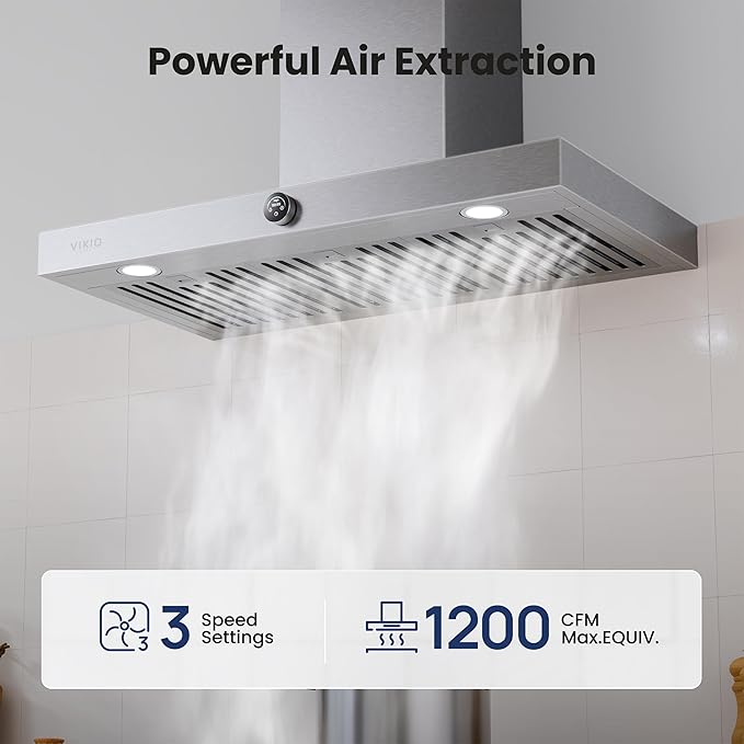 30 Inch Wall Mount Range Hood 1200CFM, Stainless Steel Convertible Ductless/Ducted Stove Vent Hood, Low Noise Kitchen Vent Hoods with Duct Cover, 2 Lights 3 Baffle Filters, Touch & Knob Control