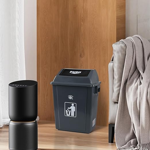 4 Packs 5 Gallon Plastic Trash Can with Swing Lid, Garbage Bin Waste Basket for Home and Office