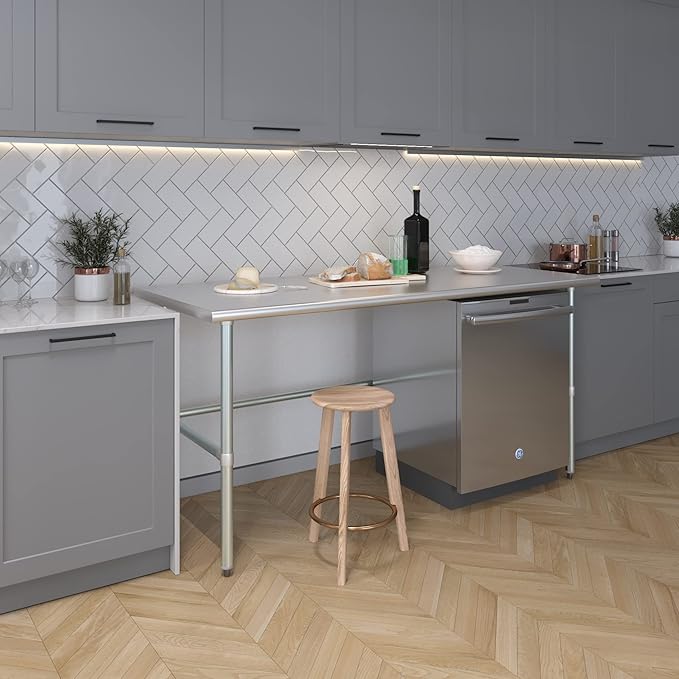 AmGood Stainless Steel Work Table Open Base | NSF Kitchen Island Food Prep | Laundry Garage Utility Bench (72" Long X 30" Deep)