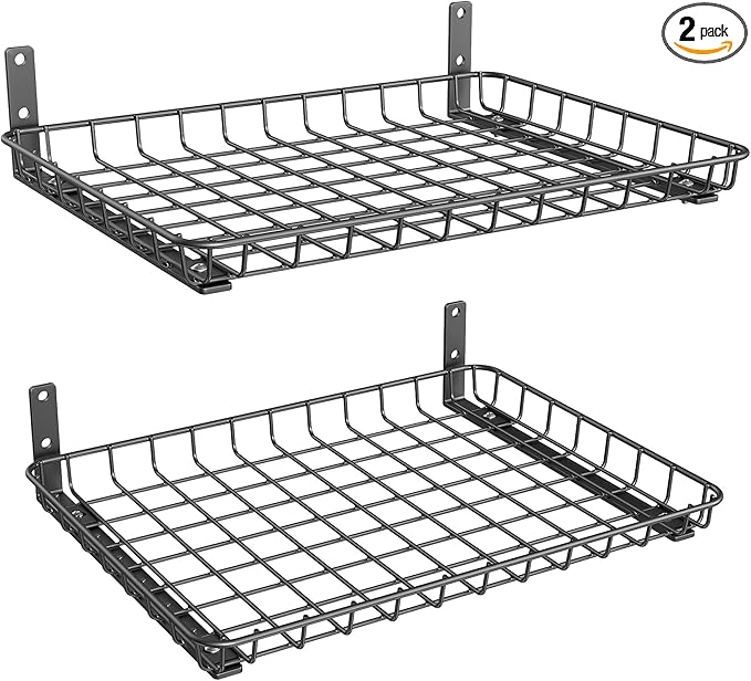 TORACK 2 Pack 12x24 inch Wall-Mounted Shelves, Garage Wall Shelf for Closet & Laundry Room, Heavy-Duty Floating Shelf Hold Up to 60 lbs(Black)