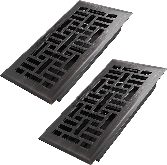 4x8 Inches 2 Pack Heavy Duty Walkable Floor Register Easy Adjust Air Supply Lever Floor Vents - Seattle Design - Vent Cover for Home Floor - Oil Rubbed Bronze