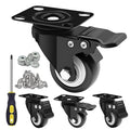 MSH&HCE 2 Inch Heavy Duty Locking Caster Wheels with Brake - 360° Swivel, 600lb Capacity - Quiet Casters for Furniture, Tables, Workbenches- Includes Screws, washers & Screwdriver(Set of 4)