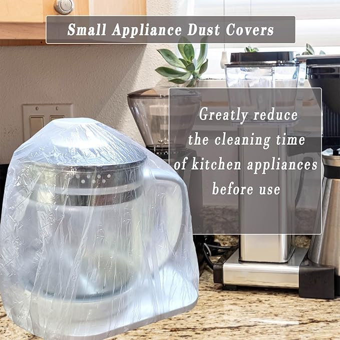 STAYWILD 60 PCS Clear Small Appliance Dust Covers,Disposable Kitchen Appliance Covers for Instant Pot,Mixer,Meat Slicer,Air Fryer,Toaster Oven,Food Processor,Blender,Slow Cooker,Coffee & Bread Maker